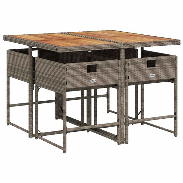 vidaXL 5-dielna z&aacute;hradn&aacute; jed&aacute;lensk&aacute; sada s podložkami siv&aacute; polyratan