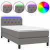 vidaXL Posteľ boxsping s matracom a LED tmavosiv&aacute; 80x200 cm l&aacute;tka