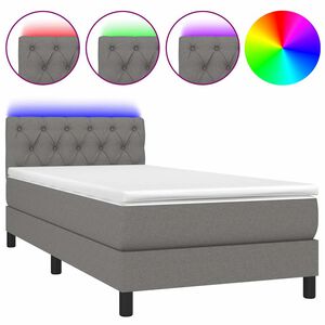 vidaXL Posteľ boxsping s matracom a LED tmavosiv&aacute; 80x200 cm l&aacute;tka