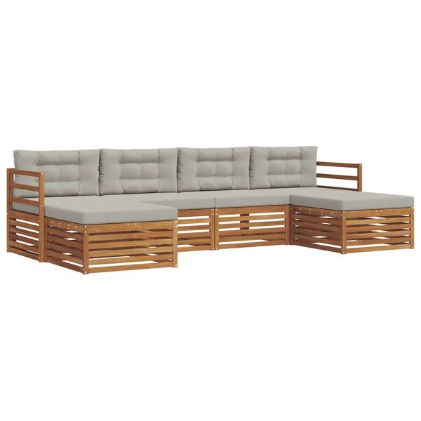 vidaXL S&uacute;pravy pohoviek s vank&uacute;&scaron;om 6 pcs Pr&iacute;rodn&aacute; a svetlosiv&aacute;