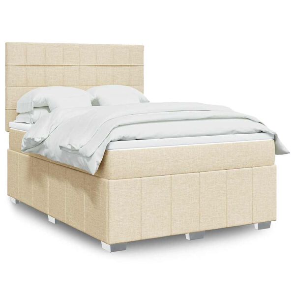 vidaXL Boxspring posteľ s matracom kr&eacute;mov&yacute; 140x190 cm l&aacute;tka