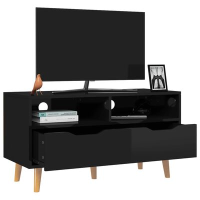 vidaXL TV skrinka, lesklá čierna 90x40x48,5 cm, kompozitné drevo
