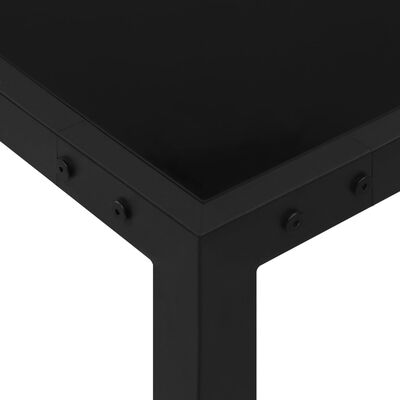 vidaXL Záhradný stôl 130x130x72 cm čierny oceľ a sklo