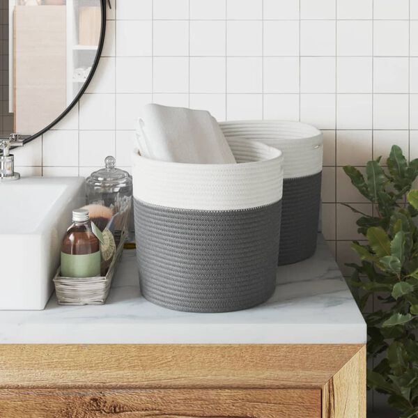 vidaXL &Uacute;ložn&eacute; ko&scaron;e 2 ks siv&eacute; a biele &Oslash;28x28 cm bavlna