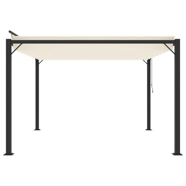 vidaXL Altánok so žalúziovou strechou 3x3 m krémový látka a hliník