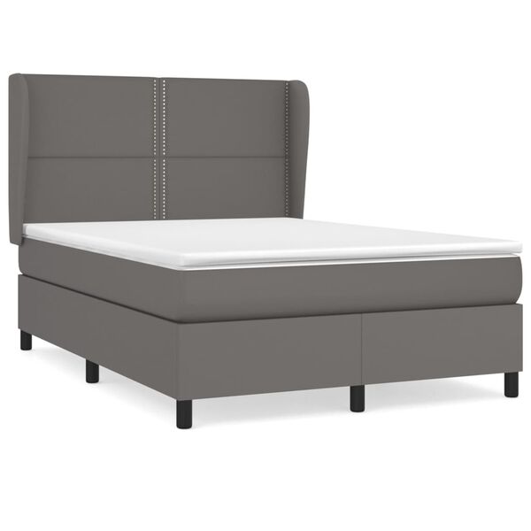 vidaXL Boxspring posteľ s matracom sivá 140x200 cm umelá koža