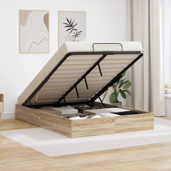 vidaXL Otomanov&yacute; posteľn&yacute; r&aacute;m s &uacute;ložiskom Sonoma dub 193 x 140 x 25 cm