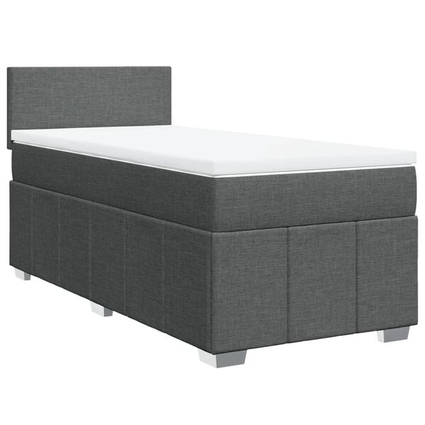 vidaXL Boxspring posteľ s matracom tmavosiv&aacute; 90x190 cm l&aacute;tka