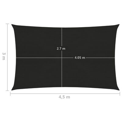 vidaXL Tieniaca plachta 160 g/m² čierna 3x4,5 m HDPE