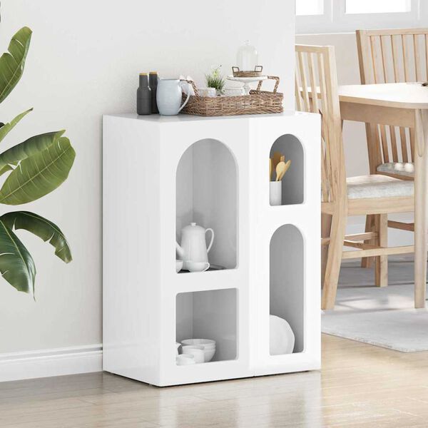 vidaXL Serv&iacute;rovacia skriňa Vysok&yacute; lesk bielej 59 x 35 x 80.5 cm