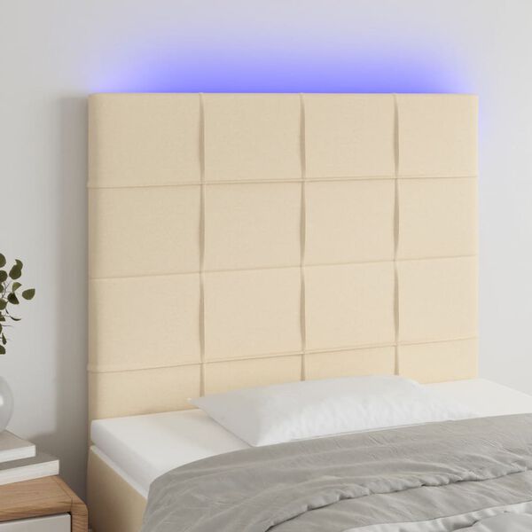 vidaXL Čelo postele s LED kr&eacute;mov&eacute; 80x5x118/128 cm l&aacute;tka