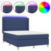 vidaXL Posteľ boxsping s matracom a LED modr&aacute; 140x200 cm l&aacute;tka