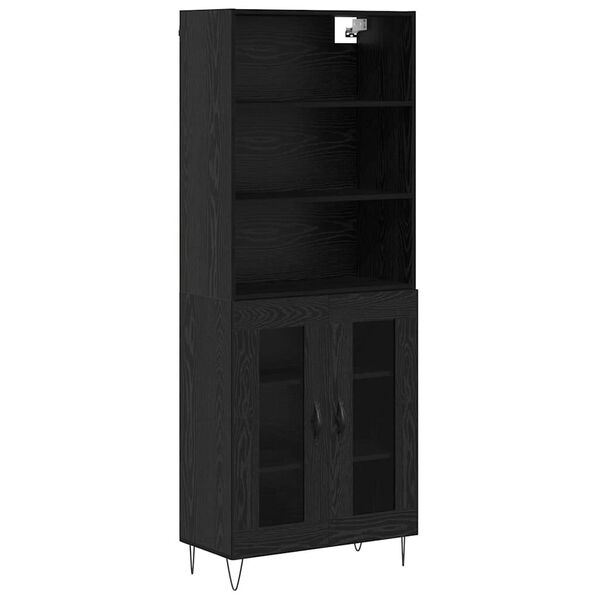 vidaXL Highboard 2 pcs Čierny dub Kompozitn&eacute; drevo