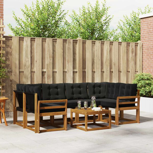 vidaXL Z&aacute;hradn&aacute; s&uacute;prava gaučov s vank&uacute;&scaron;om 7 pcs Pr&iacute;rodn&aacute; a čierna