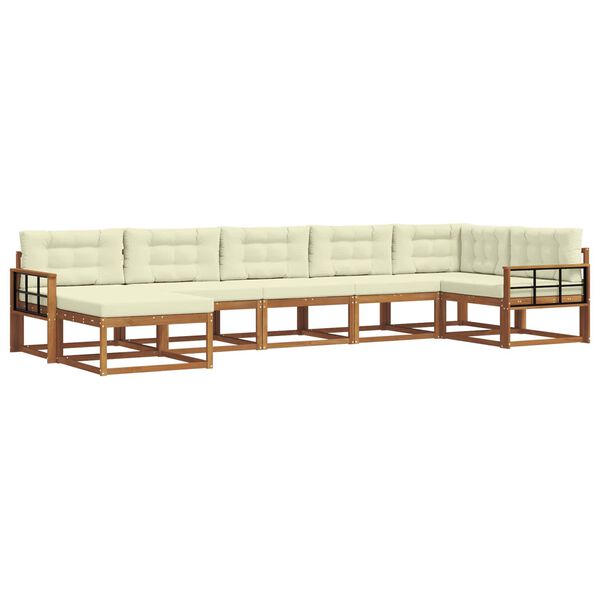 vidaXL Z&aacute;hradn&aacute; s&uacute;prava gaučov s vank&uacute;&scaron;om 7 pcs Pr&iacute;rodn&aacute; a kr&eacute;mov&aacute;