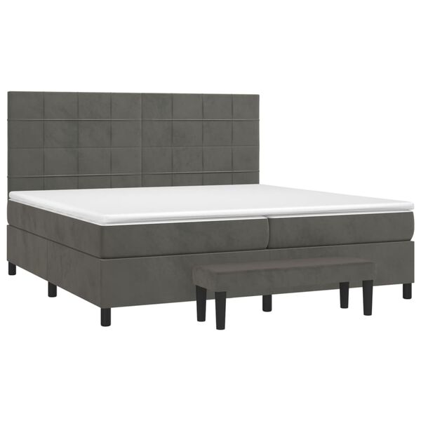 vidaXL Posteľn&yacute; r&aacute;m boxspring s matracom tmavosiv&yacute; 200x200 cm zamat