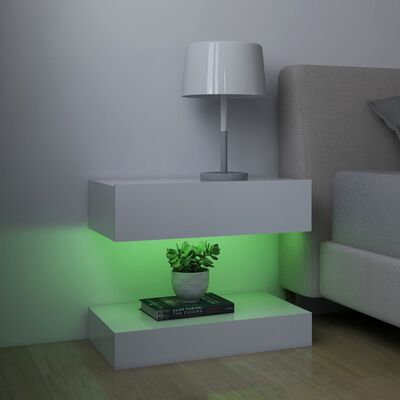 vidaXL LED nočné stolíky 2 ks biele 60x35 cm spracované drevo