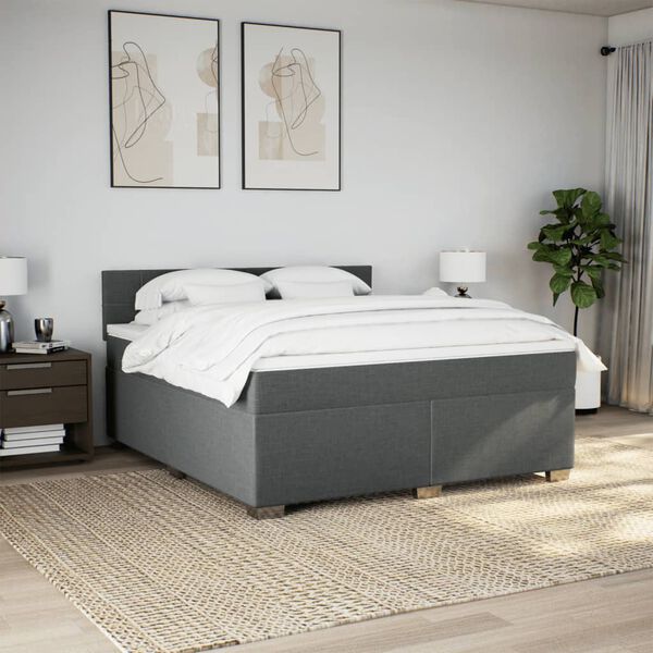 vidaXL Boxspring posteľ s matracom tmavosiv&aacute; 180x200 cm l&aacute;tka