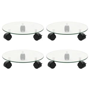 vidaXL Podstavce pod kvetin&aacute;č 4 ks 28 cm tvrden&eacute; sklo okr&uacute;hle