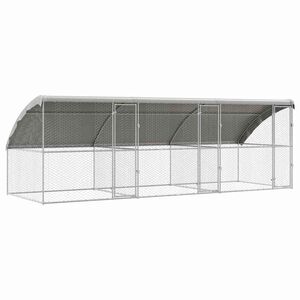 vidaXL Ps&iacute; kennel 3 pcs Strieborn&aacute; 6 x 2 x 2 m Pozinkovan&aacute; oceľ
