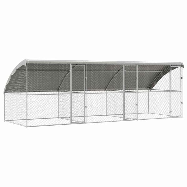 vidaXL Ps&iacute; kennel 3 pcs Strieborn&aacute; 6 x 2 x 2 m Pozinkovan&aacute; oceľ