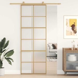 vidaXL Posuvn&eacute; dvere zlat&eacute; 76x205 cm matn&eacute; ESG sklo a hlin&iacute;k