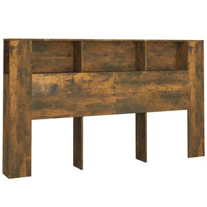 vidaXL Čelo postele so skrinkou dymov&yacute; dub 180x18,5x104,5 cm