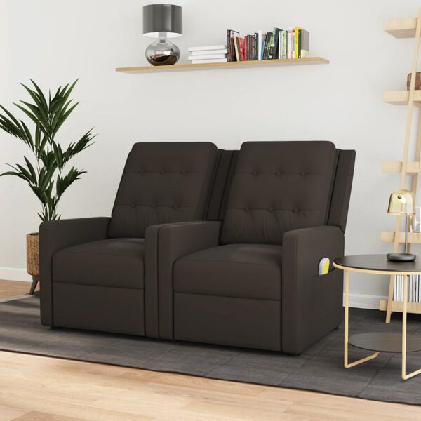 vidaXL 2-miestne sklápacie masážne kreslo, hnedé, látka