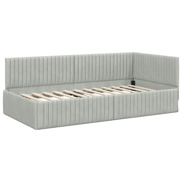 vidaXL Rohov&yacute; r&aacute;m postele Svetlosiv&aacute; 100 cm x 200 cm Zamat