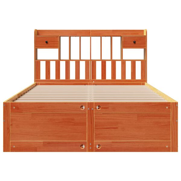 vidaXL Posteľ s knižnicou bez matraca voskov&aacute; 160x200 cm borovica