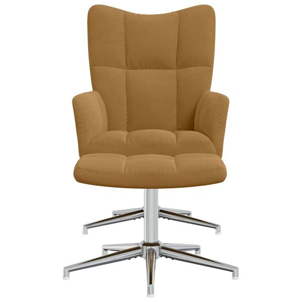 vidaXL Relaxačné kreslo s podnožkou, hnedé, zamat