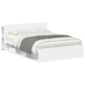 vidaXL R&aacute;m postele so skladom Biela 150 x 200 cm Kompozitn&eacute; drevo