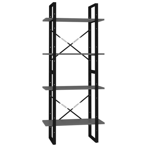 vidaXL Knižnica so 4 policami, siv&aacute; 60x30x140 cm, kompozitn&eacute; drevo