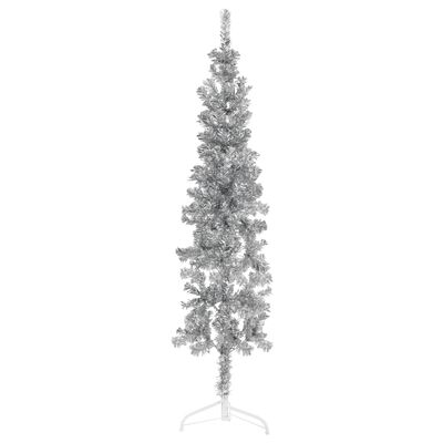 vidaXL Umelý vianočný polovičný stromček s podstavcom strieborný 120cm