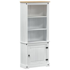 vidaXL Highboard Biela 74 x 38 x 170 cm Mas&iacute;vne borovicov&eacute; drevo