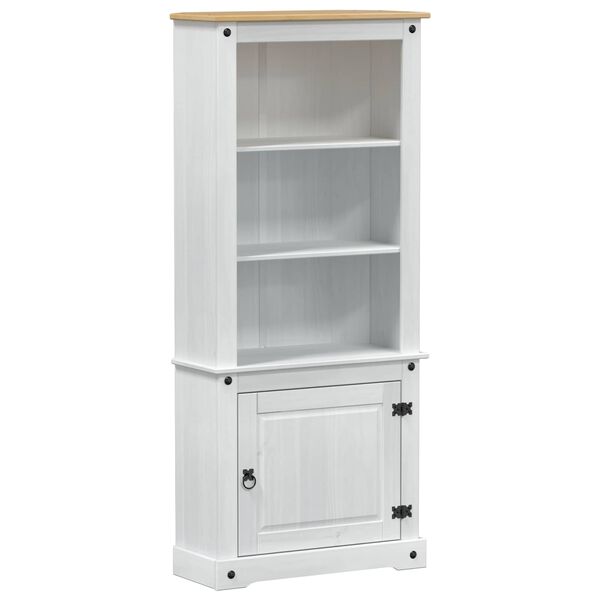 vidaXL Highboard Biela 74 x 38 x 170 cm Mas&iacute;vne borovicov&eacute; drevo