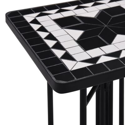 vidaXL Mozaikový príručný stolík, čierno biely, keramika