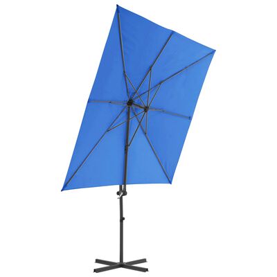 vidaXL Závesný slnečník s oceľovou tyčou azúrovo-modrý 250x250 cm
