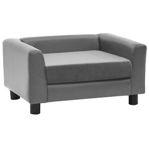 vidaXL Pohovka pre psa, siv&aacute; 60x43x30 cm, ply&scaron; a umel&aacute; koža