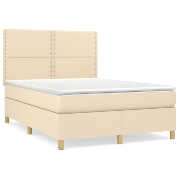 vidaXL Boxspring posteľ s matracom kr&eacute;mov&yacute; 140x190 cm l&aacute;tka