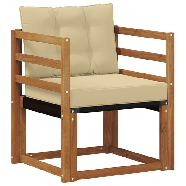 vidaXL Vonkaj&scaron;ia pohovka Mas&iacute;vne ak&aacute;ciov&eacute; drevo a textil&eacute;n Pr&iacute;rodn&aacute;