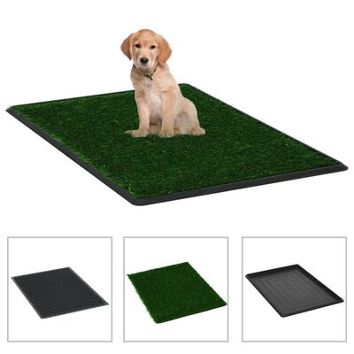 vidaXL Toaleta pre psy s nádobou a umelou trávou, zelená 76x51x3 cm WC