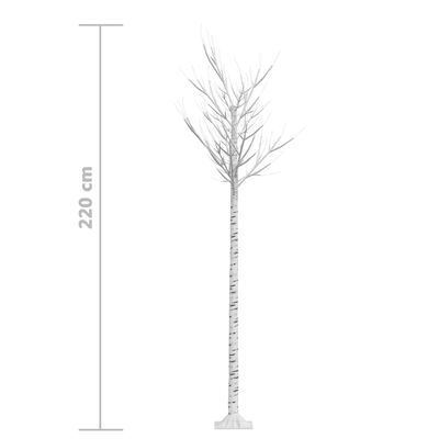 vidaXL Vianočný stromček/vŕba 200 LED 2,2 m studená biela dovnútra/von