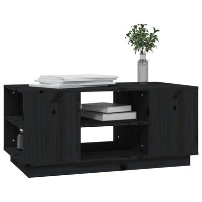 vidaXL Konferenčný stolík čierny 90x49x40,5 cm borovicový masív
