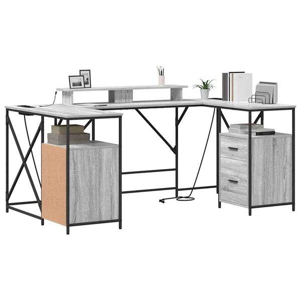 vidaXL Stôl Sivý Sonoma 182 x 101 x 87,5 cm Kompozitné drevo