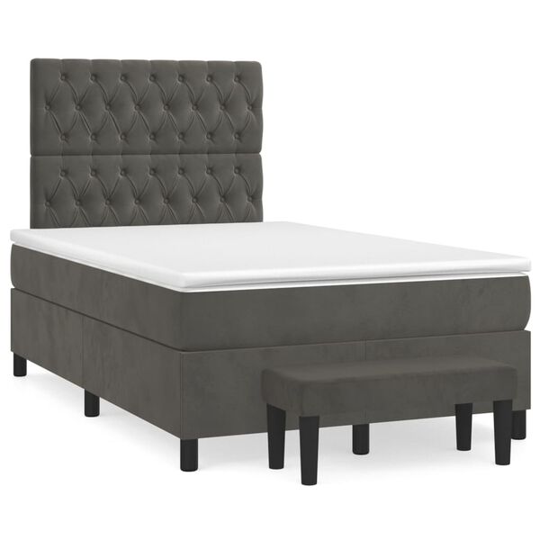 vidaXL Posteľn&yacute; r&aacute;m boxspring s matracom tmavosiv&yacute; 90x190 cm zamat