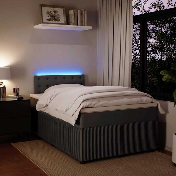 vidaXL Boxspring posteľ s matracom, tmavosivá 120x190 cm, zamat