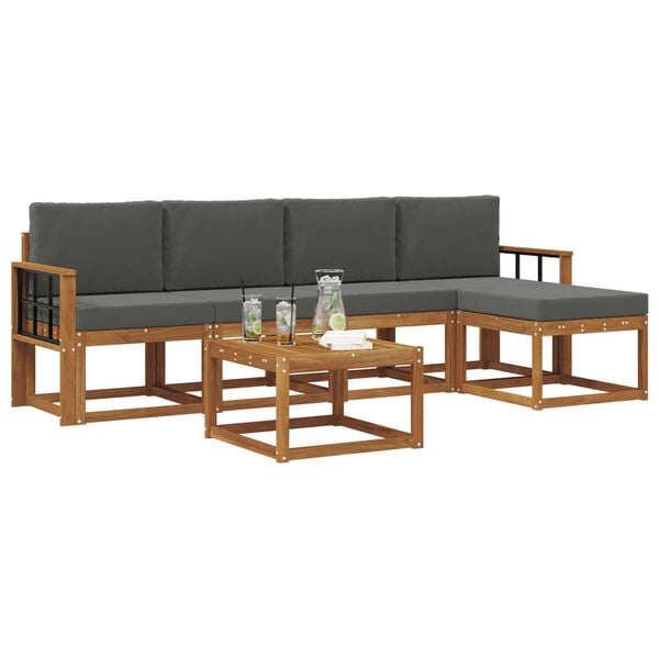 vidaXL Z&aacute;hradn&aacute; s&uacute;prava gaučov s vank&uacute;&scaron;om 6 pcs Pr&iacute;rodn&aacute; a antracitov&aacute;