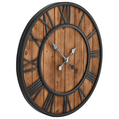 vidaXL Vintage nástenné hodiny s pohonom Quartz drevo a kov 60 cm XXL