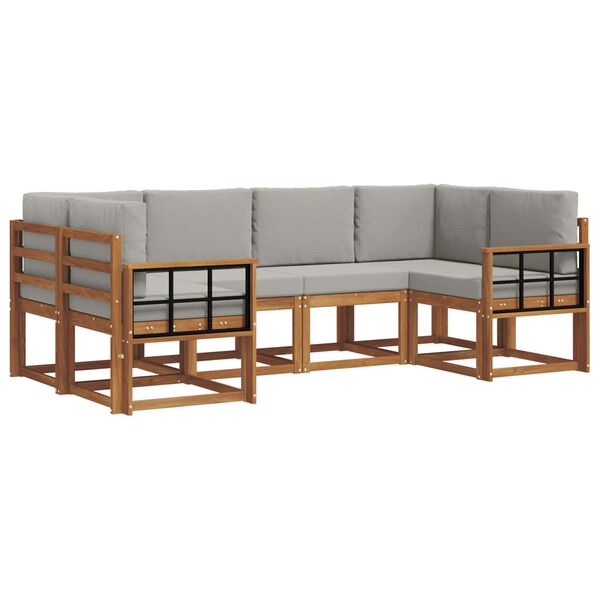 vidaXL Z&aacute;hradn&aacute; s&uacute;prava gaučov s vank&uacute;&scaron;om 6 pcs Pr&iacute;rodn&aacute; a svetlosiv&aacute;